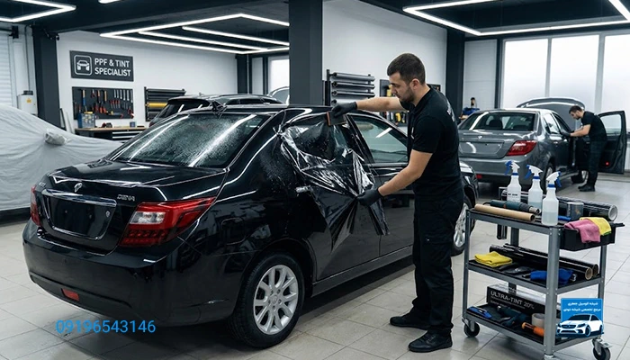 برچسب شیشه دودی برای دنا